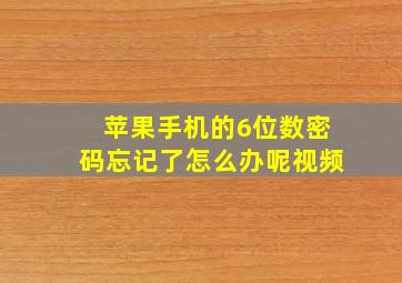 苹果手机的6位数密码忘记了怎么办呢视频