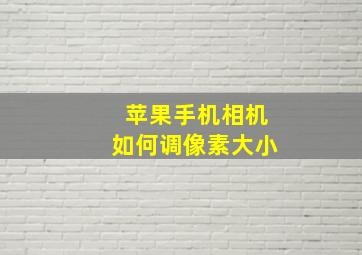 苹果手机相机如何调像素大小