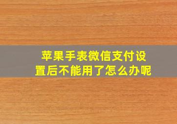 苹果手表微信支付设置后不能用了怎么办呢