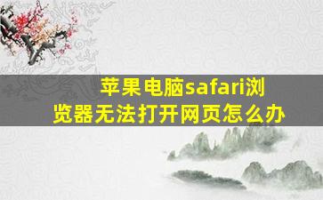 苹果电脑safari浏览器无法打开网页怎么办