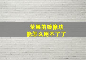 苹果的镜像功能怎么用不了了