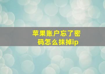 苹果账户忘了密码怎么抹掉ip