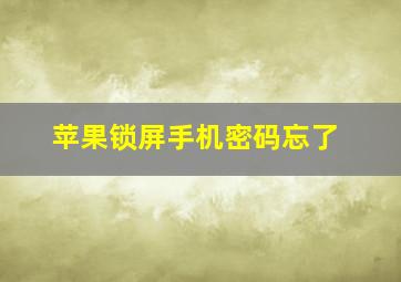 苹果锁屏手机密码忘了