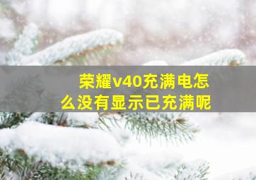 荣耀v40充满电怎么没有显示已充满呢