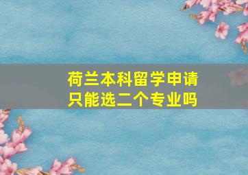 荷兰本科留学申请只能选二个专业吗