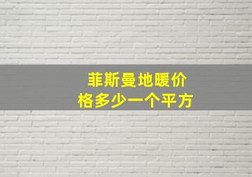 菲斯曼地暖价格多少一个平方