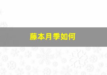 藤本月季如何