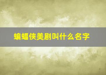 蝙蝠侠美剧叫什么名字