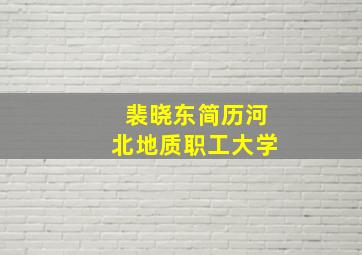 裴晓东简历河北地质职工大学