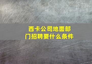 西卡公司地面部门招聘要什么条件