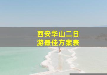 西安华山二日游最佳方案表