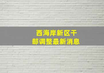 西海岸新区干部调整最新消息