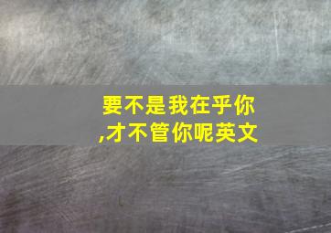 要不是我在乎你,才不管你呢英文