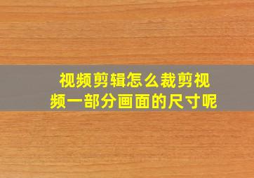 视频剪辑怎么裁剪视频一部分画面的尺寸呢