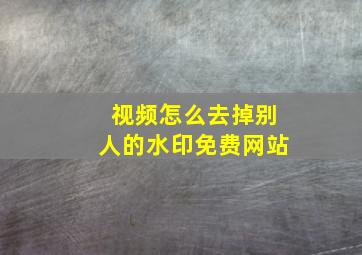 视频怎么去掉别人的水印免费网站