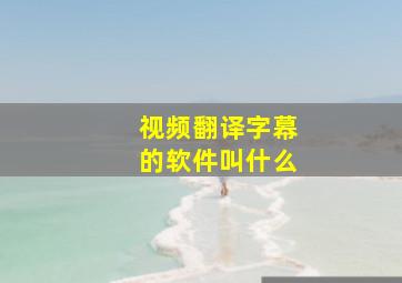 视频翻译字幕的软件叫什么