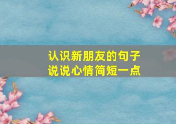 认识新朋友的句子说说心情简短一点