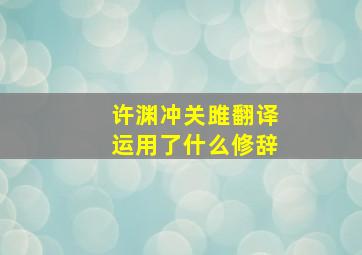 许渊冲关雎翻译运用了什么修辞