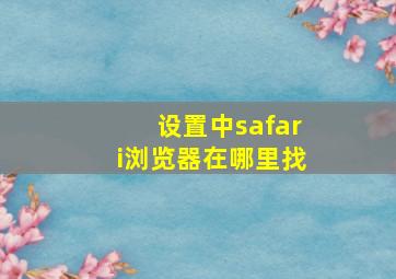 设置中safari浏览器在哪里找