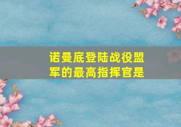 诺曼底登陆战役盟军的最高指挥官是