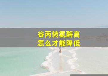 谷丙转氨酶高怎么才能降低