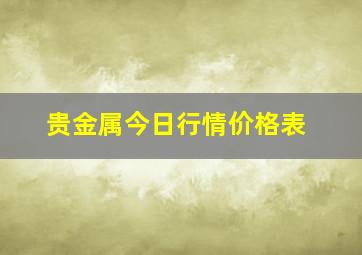 贵金属今日行情价格表