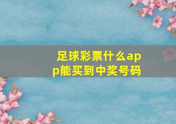 足球彩票什么app能买到中奖号码