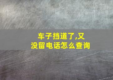 车子挡道了,又没留电话怎么查询