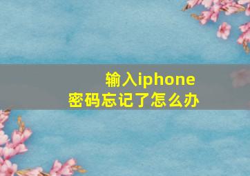 输入iphone密码忘记了怎么办