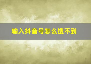 输入抖音号怎么搜不到