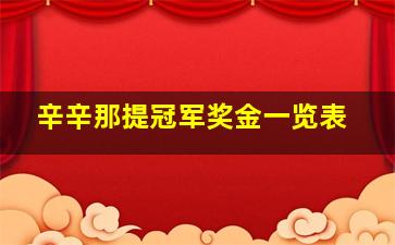 辛辛那提冠军奖金一览表