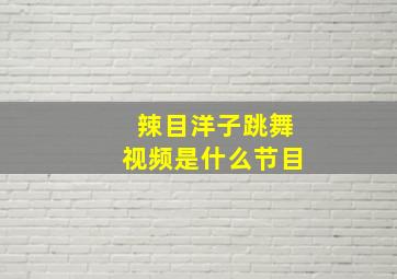 辣目洋子跳舞视频是什么节目