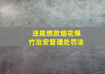 违规燃放烟花爆竹治安管理处罚法