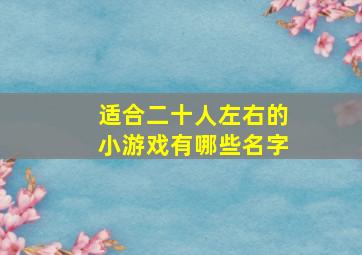 适合二十人左右的小游戏有哪些名字