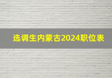 选调生内蒙古2024职位表