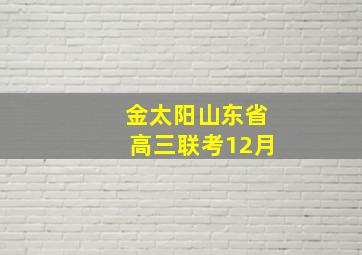 金太阳山东省高三联考12月