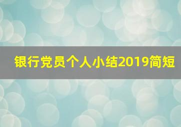 银行党员个人小结2019简短