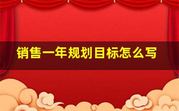 销售一年规划目标怎么写