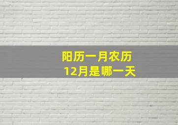 阳历一月农历12月是哪一天