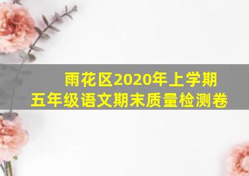 雨花区2020年上学期五年级语文期末质量检测卷