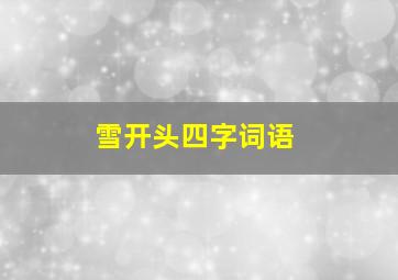 雪开头四字词语