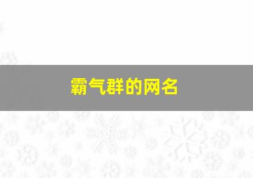 霸气群的网名