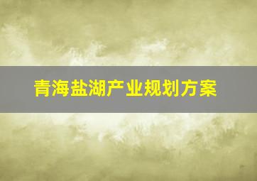 青海盐湖产业规划方案