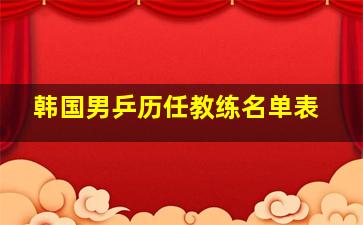 韩国男乒历任教练名单表