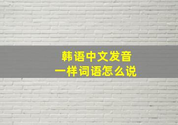 韩语中文发音一样词语怎么说