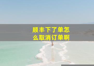 顺丰下了单怎么取消订单啊