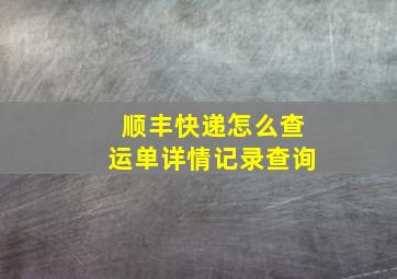 顺丰快递怎么查运单详情记录查询