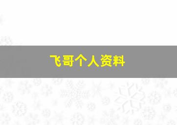 飞哥个人资料