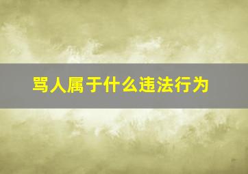 骂人属于什么违法行为