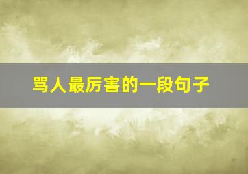 骂人最厉害的一段句子